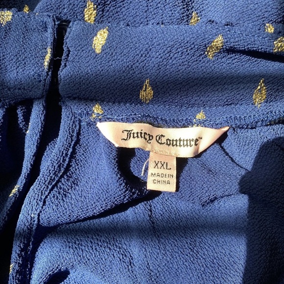 Juicy Couture Dress XXL Blue Gold Print Sleeveless Drawstring Waist - Picture 7 of 8